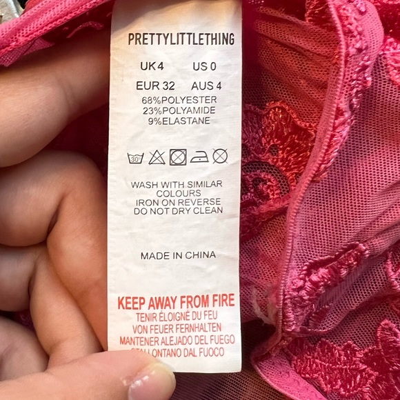 PRETTYLITTLETHING hot pink embroidered mesh corset top - Picture 13 of 14